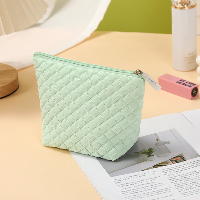 Simple Ins Style Cosmetic Bag Women'S Small Portable Travel Portable Large Capacity High-Level Down Filled Cotton Storage Bag - Image 3